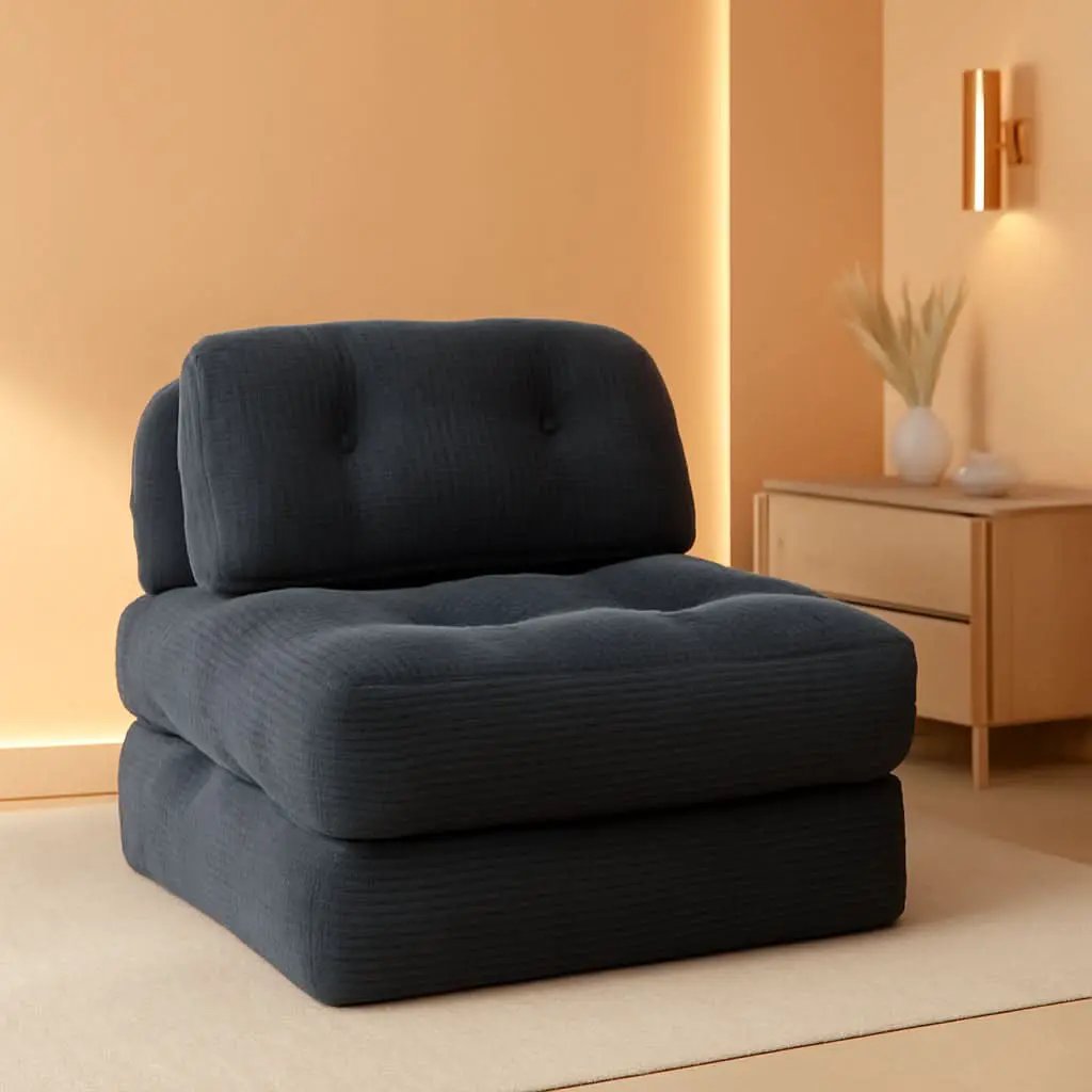 Dark Gray Folding Sofa Bed With Ergonomic Back Support from PriceLows™