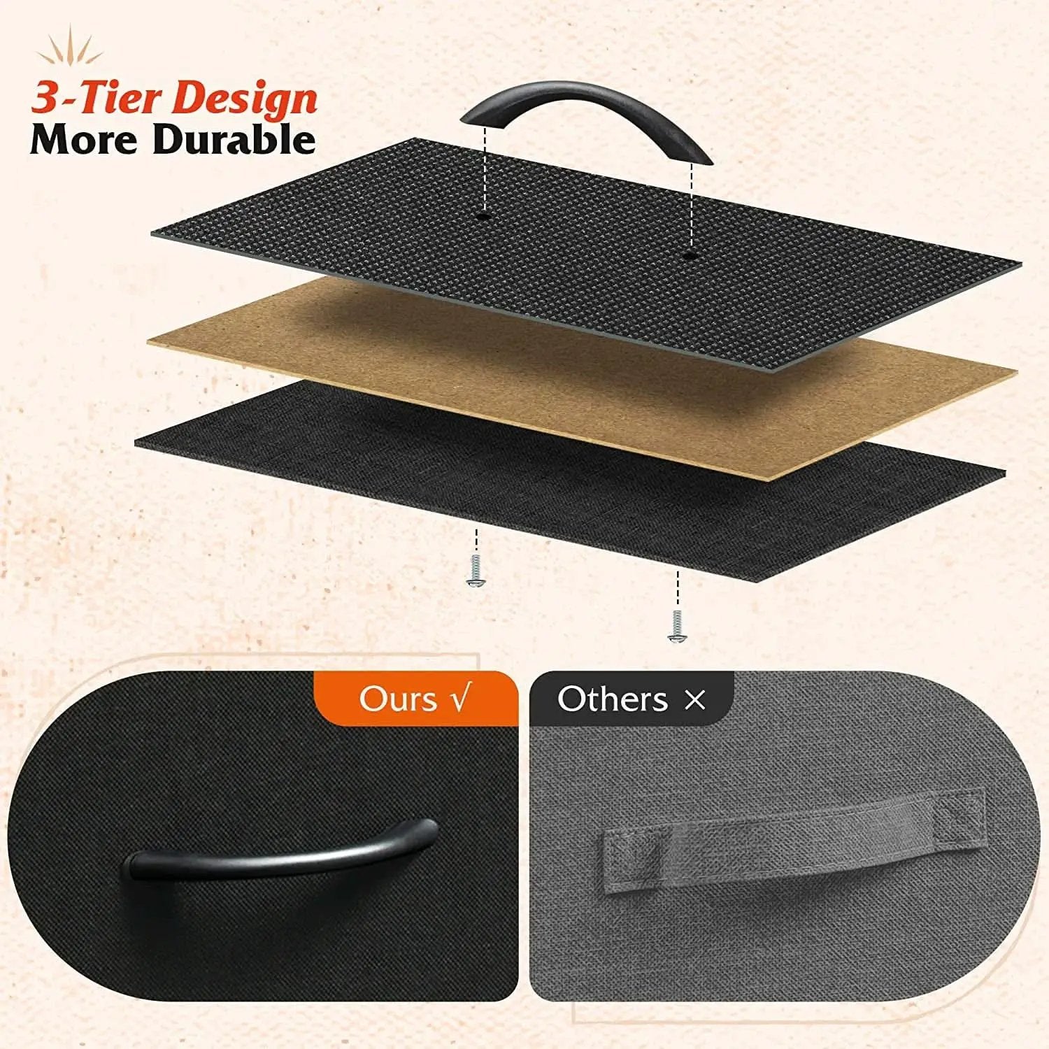 5 Drawer Fabric Dresser With Bins And Wood Top For Bedroom from PriceLows™