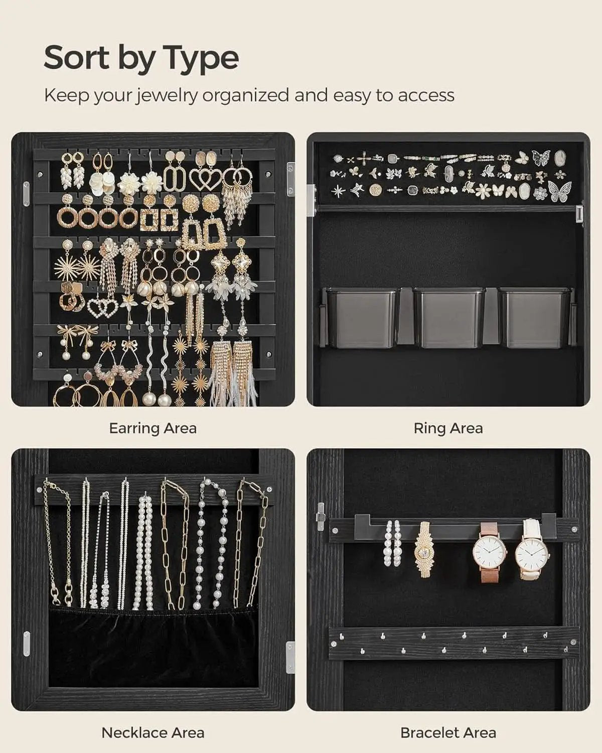 Mirror Jewelry Cabinet Armoire Wall Mounted Lockable from PriceLows™