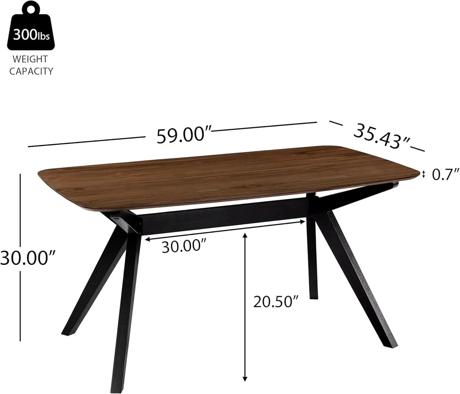 Arley Modern Dining Table For 4 Walnut Brown Solid Wood from PriceLows™