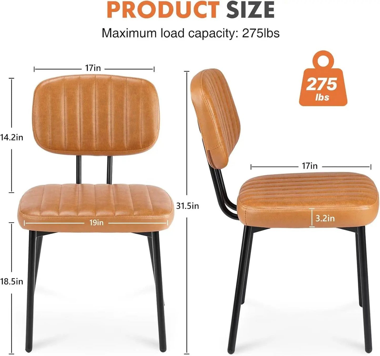 Mid Century Dining Chairs 6 Upholstered Brown Faux Leather from PriceLows™