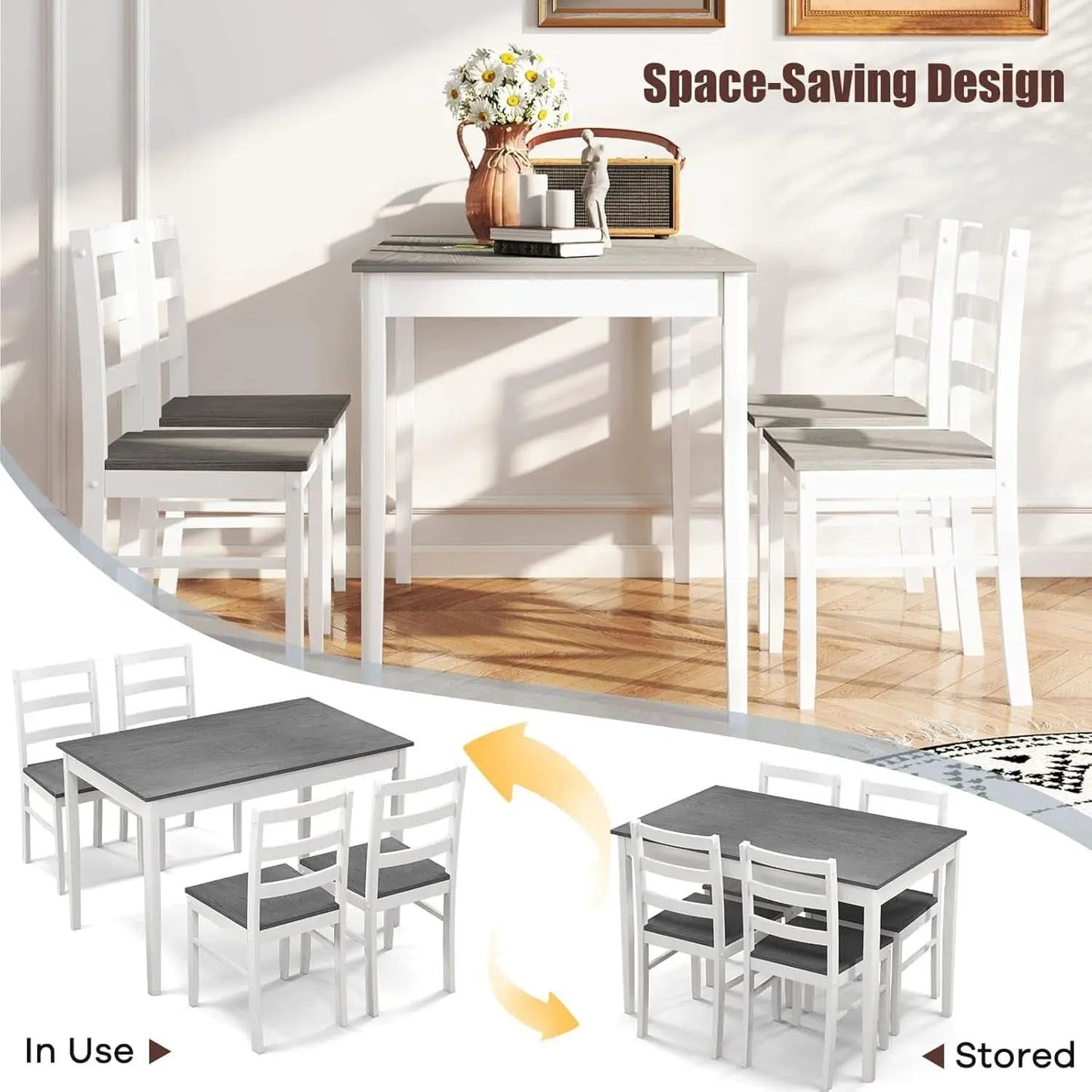 Handcrafted Solid Wood Mid Century Dinette Set Four from PriceLows™