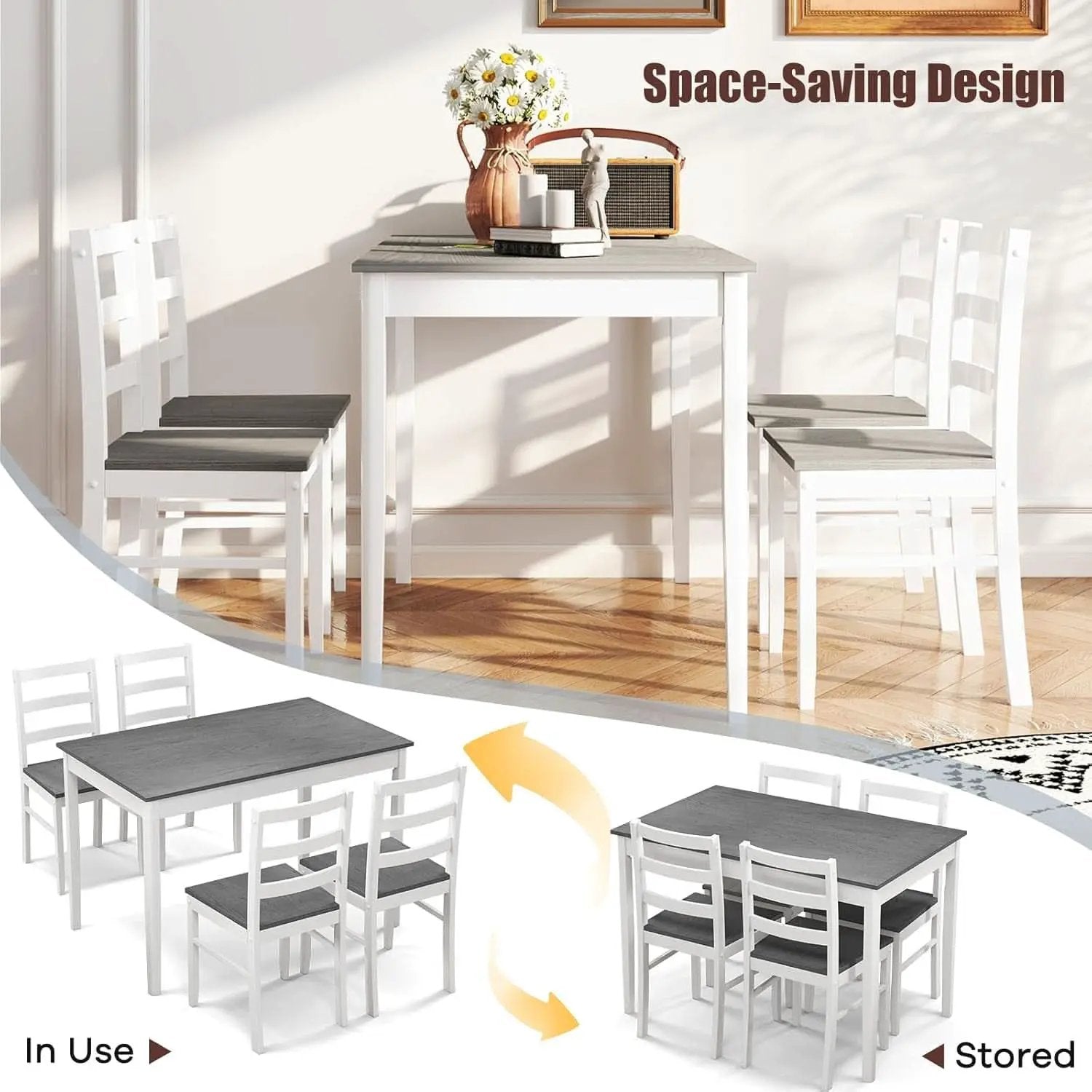 Handcrafted Solid Wood Mid Century Dinette Set Four from PriceLows™
