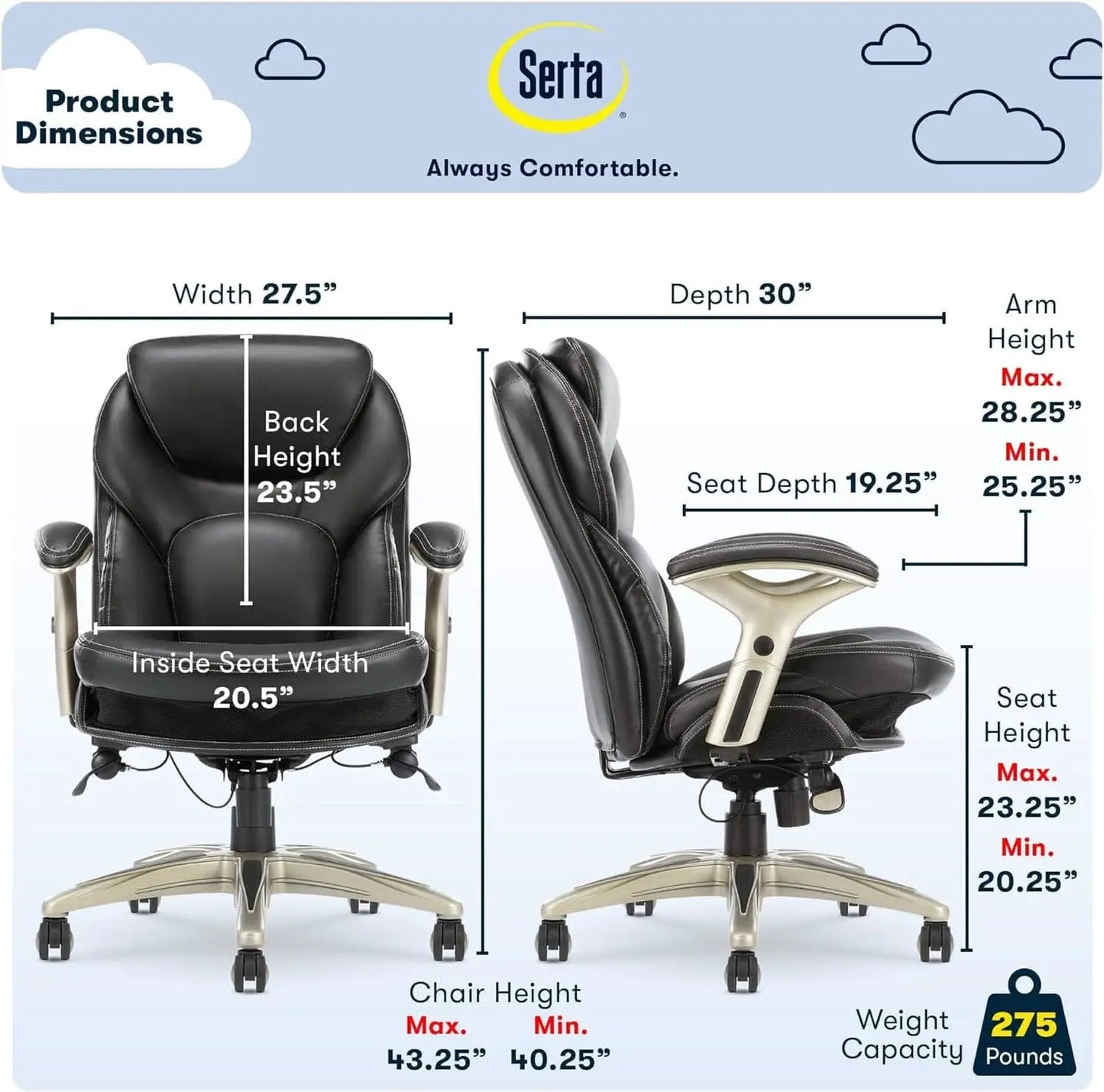 Ergonomic Office Chair Back In Motion Lumbar Support Black from PriceLows™