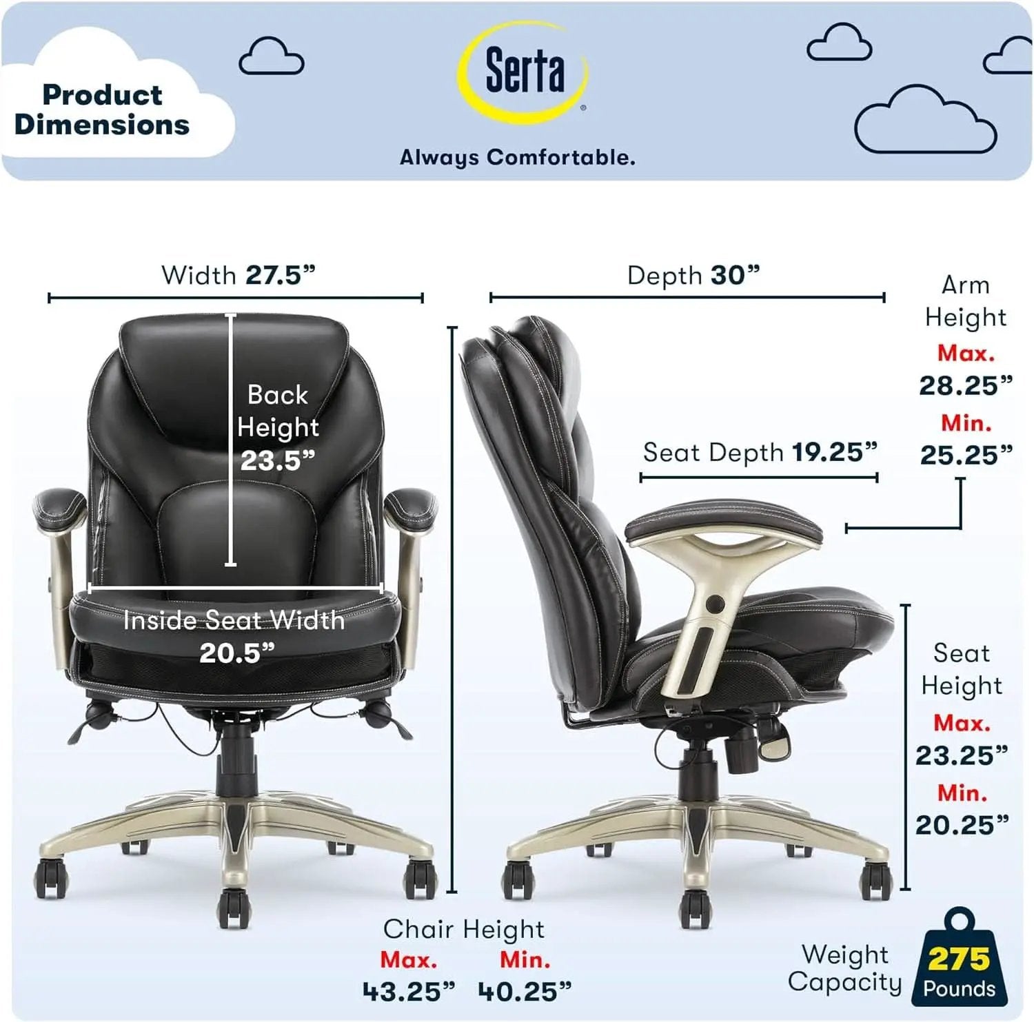Ergonomic Office Chair Back In Motion Lumbar Support Black from PriceLows™