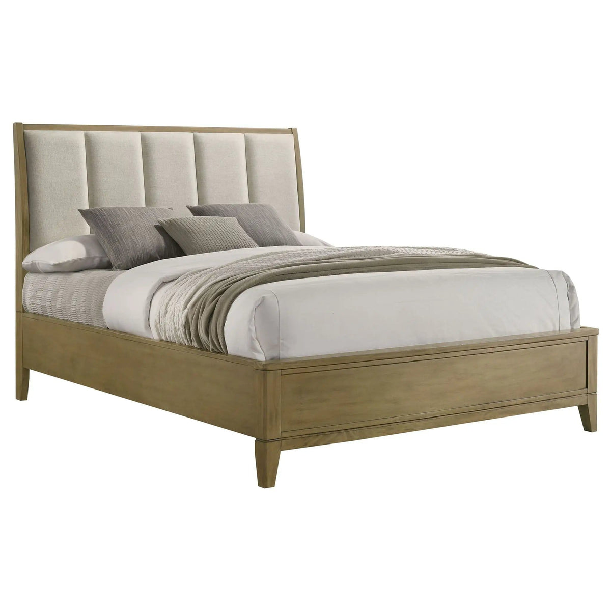 Granada Upholstered Queen Panel Bed Natural Pine | 64 x 89.75 x 53.25 in | Fabric | Bedroom