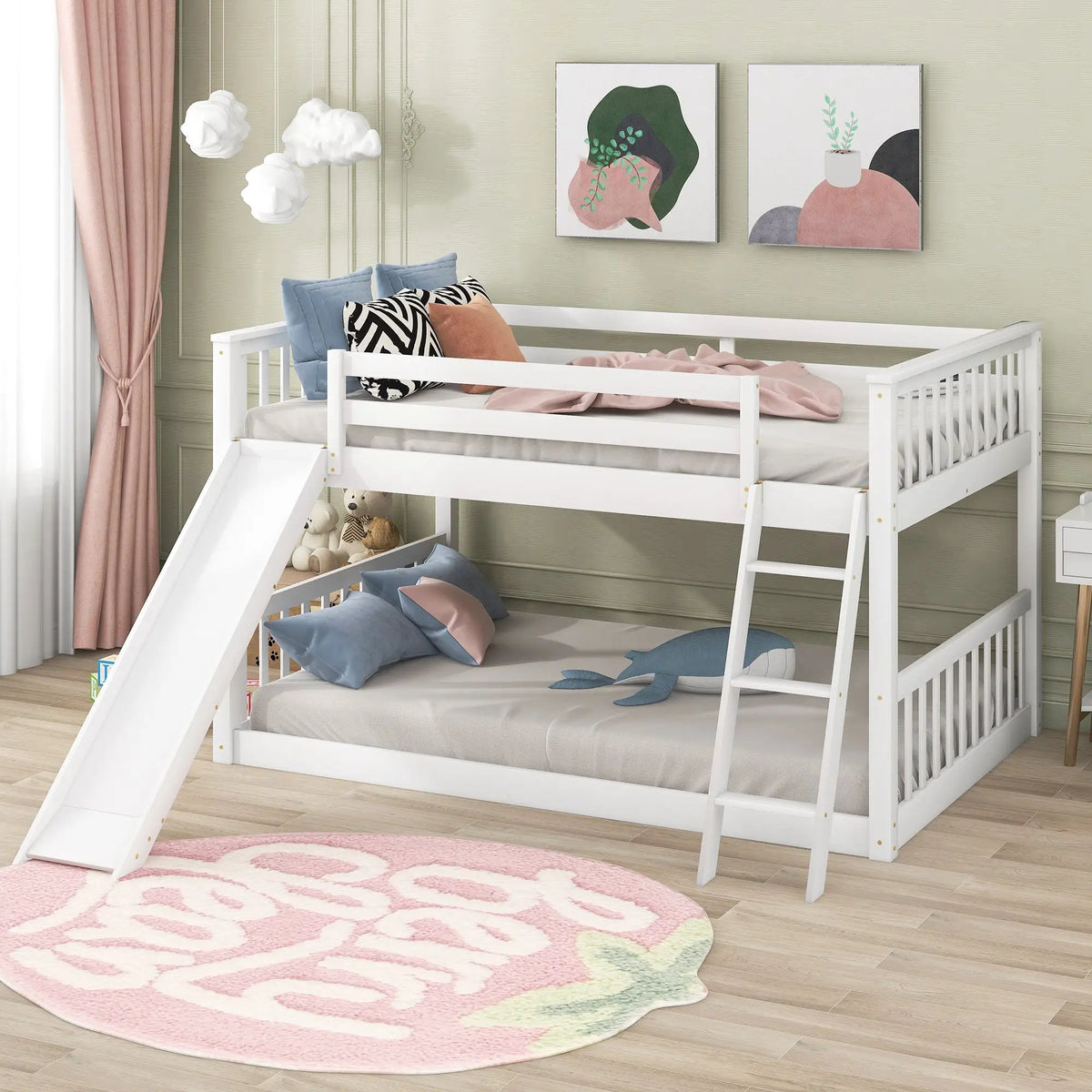 Bunk Bed | Convertible Slide And Ladder | Solid Pine Wood | Easy Access Design