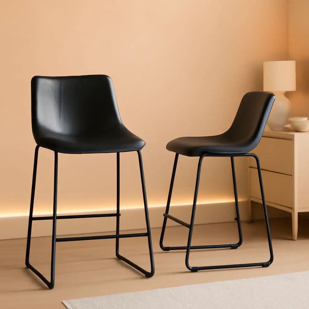 Set Of 2 Faux Leather Counter Height Stools For Kitchen from PriceLows™