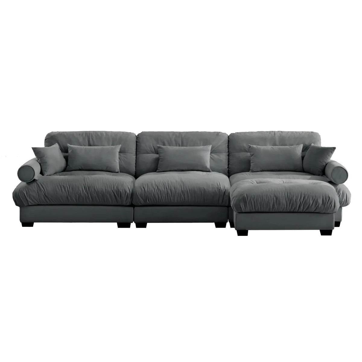 Modular Sectional Sofa | Deep Comfort Cushions | Vintage Fabric Ottoman