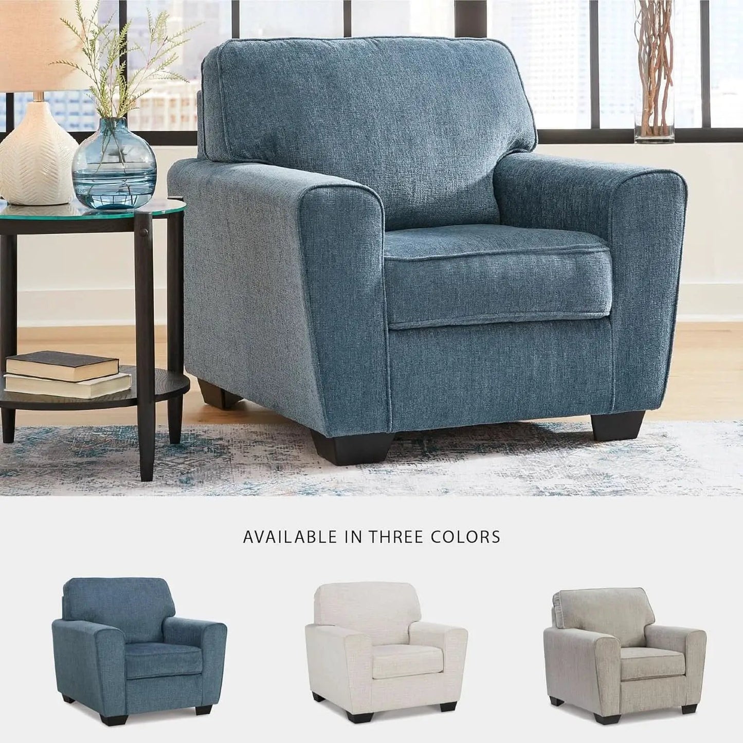 Modern Upholstered Accent Chair In Blue For Living Room from PriceLows™