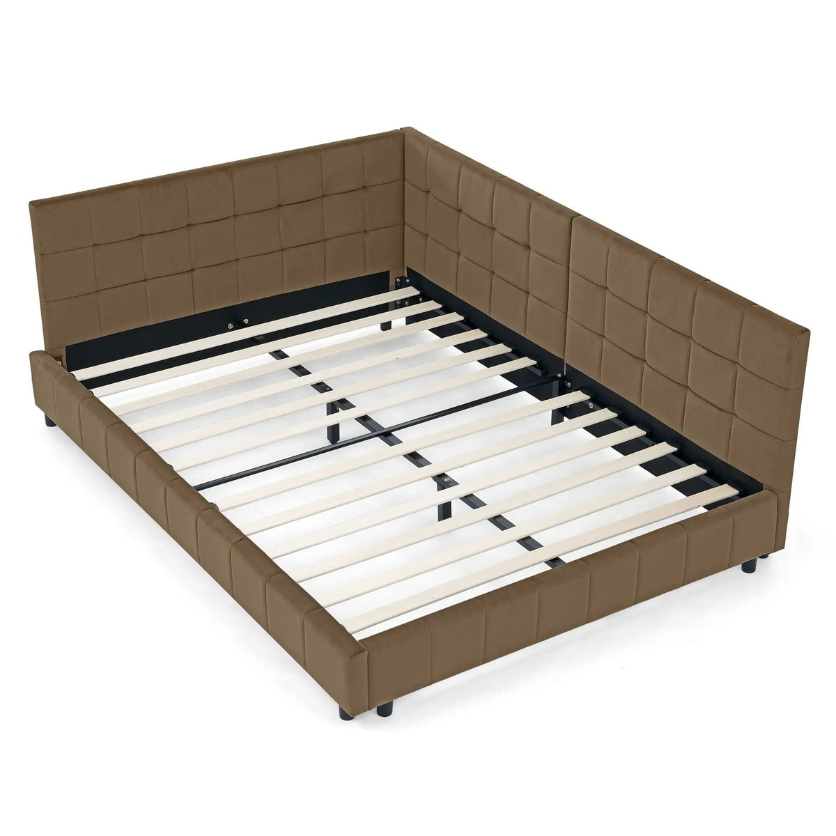 Upholstered Storage Bed Frame | Tufted Backrest And Armrests | Mid-Century Style | Bed Or Sofa Use