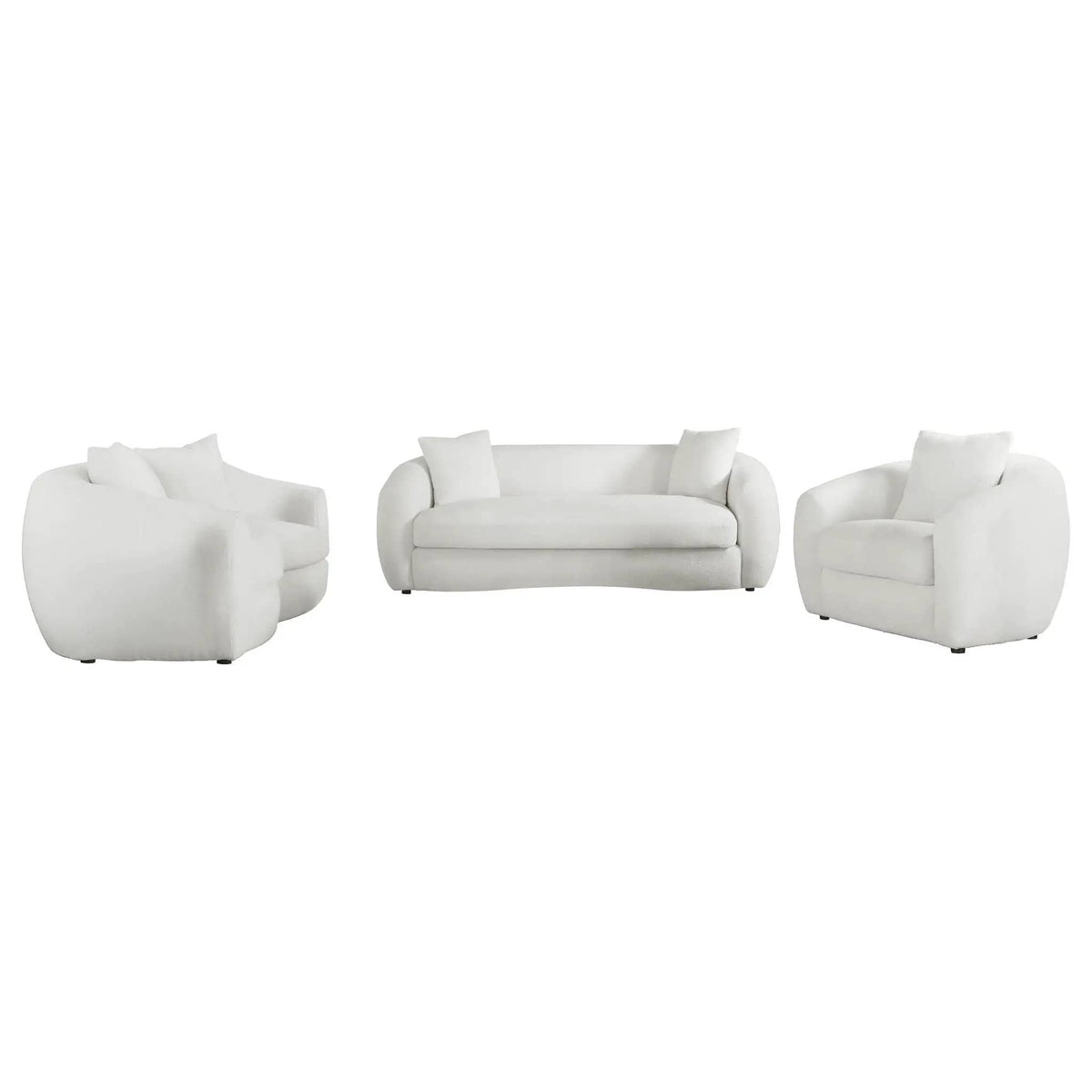 Isabella 3-piece Faux Sheepskin Upholstered Sofa Set | 3-Piece Set | Wood | Natural