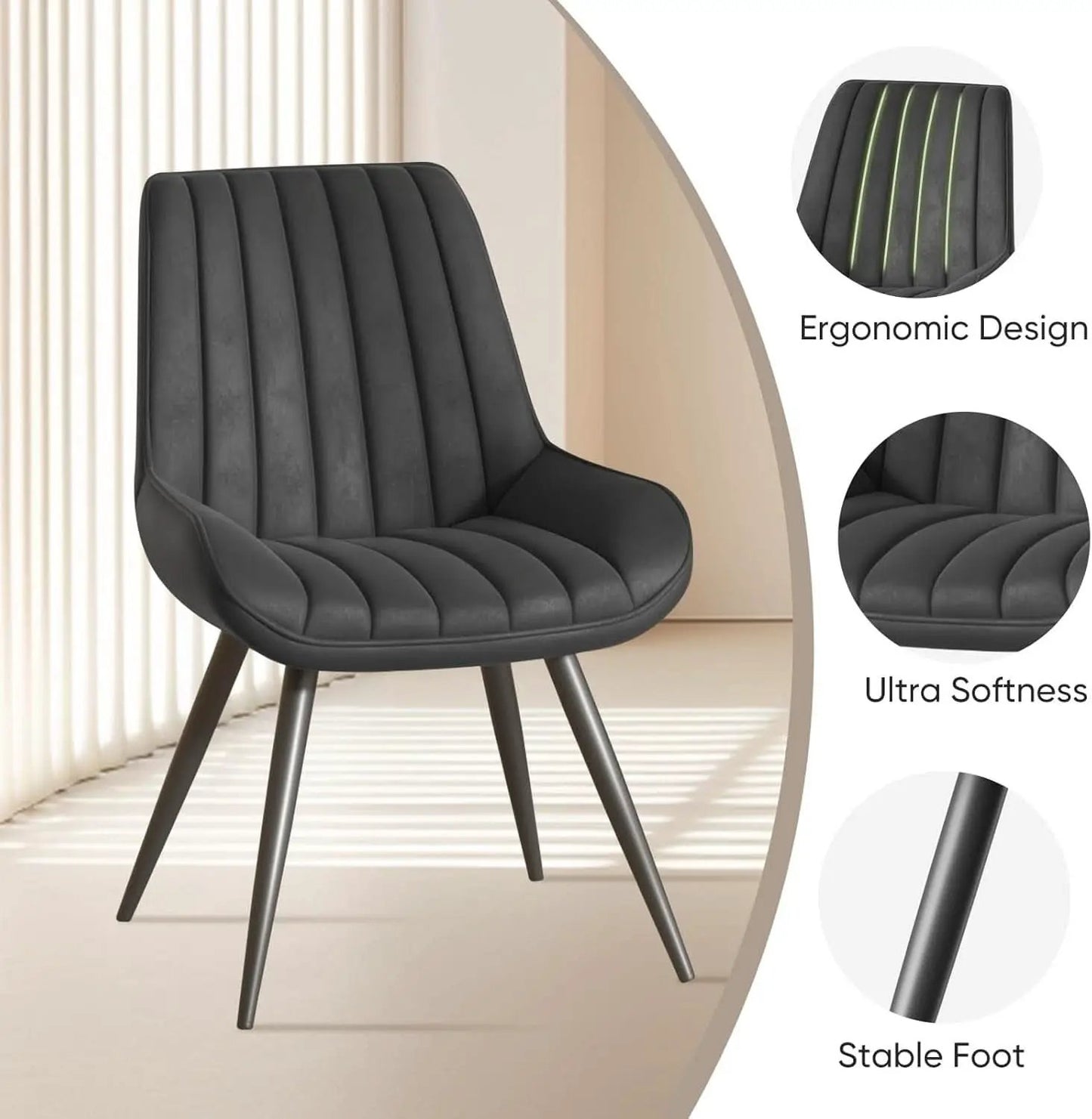 Black Modern Dining Chairs Set Of 4 With Thick Cushions from PriceLows™