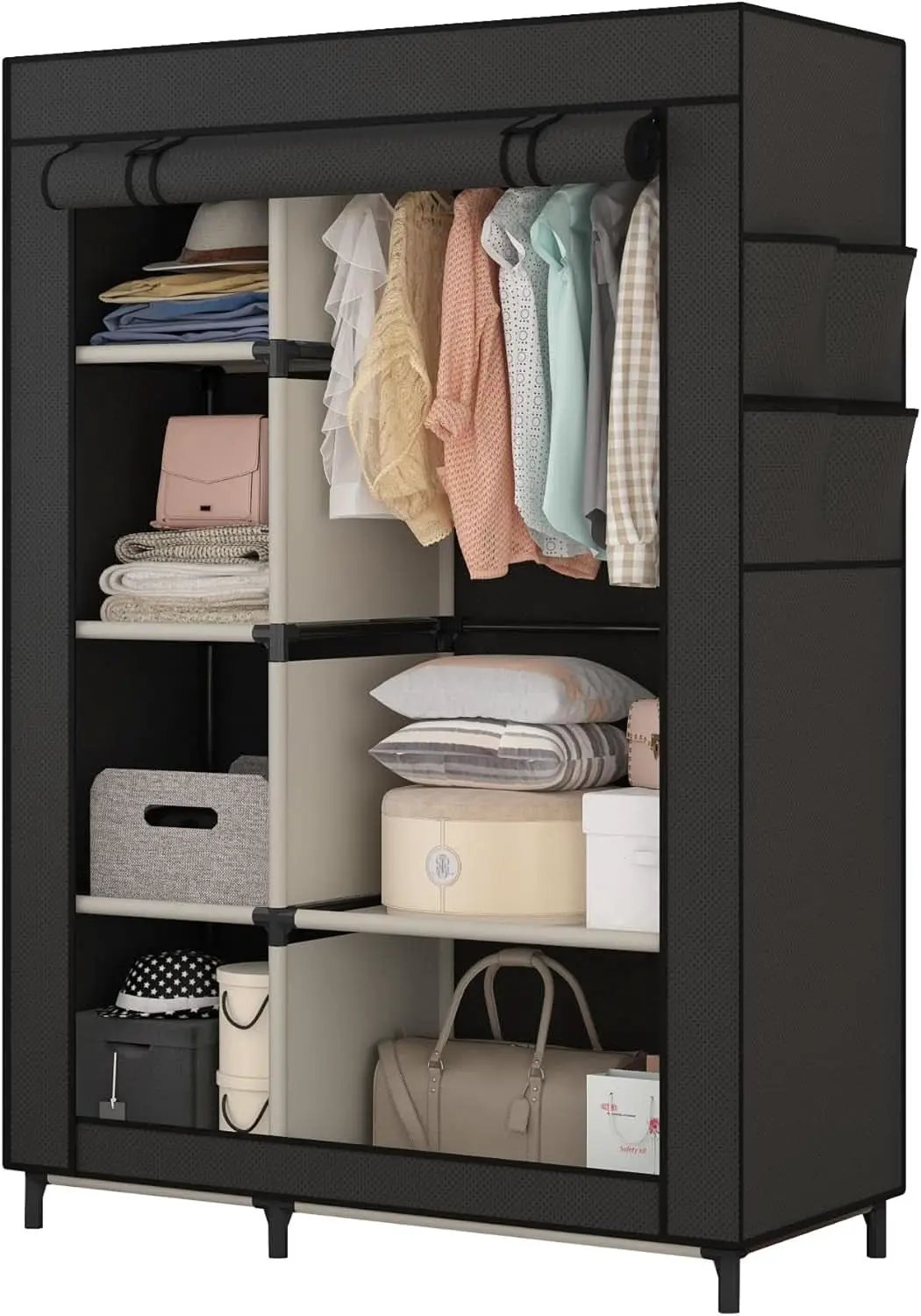 Portable Closet Organizer Black With 6 Shelves And Rod from PriceLows™