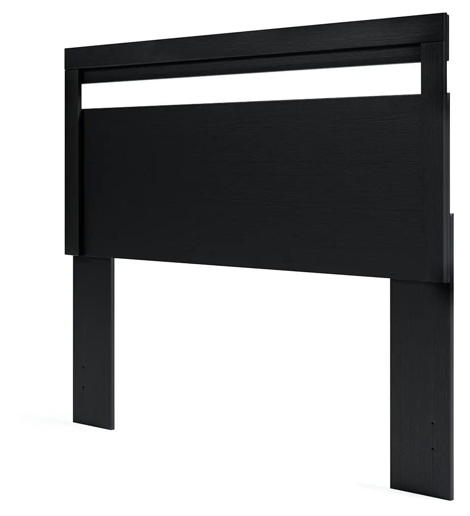 Finch Queen Panel Headboard | 63.39 x 2.01 x 50.94 in | Engineered Wood & Metal | Black