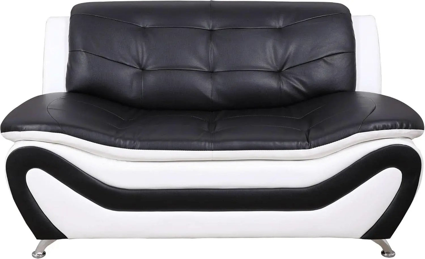 3 Piece Aldo Modern Faux Leather Sofa Set Black And White With Sofa Loveseat And Chair from PriceLows™