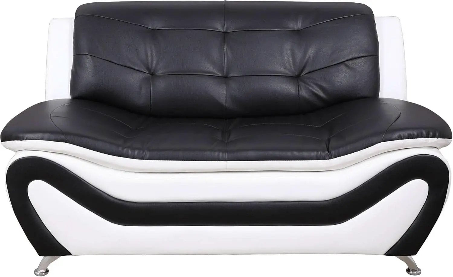 3 Piece Aldo Modern Faux Leather Sofa Set Black And White With Sofa Loveseat And Chair from PriceLows™