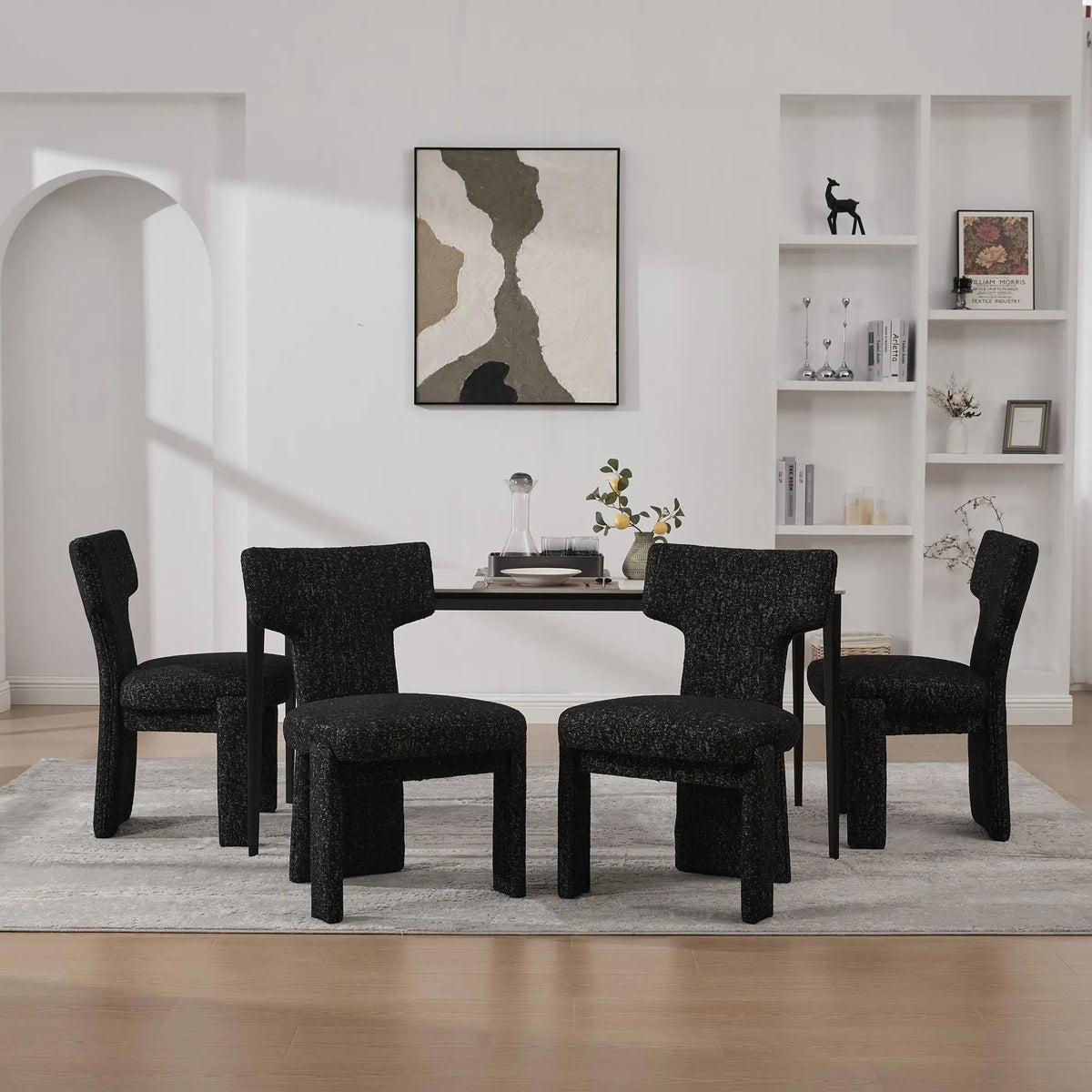 Armless Accent Chairs | Curved Back | Futuristic Design | Foam Padded Fabric