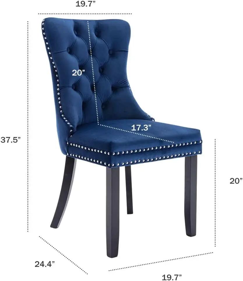 Navy Velvet Wingback Dining Chairs Set Of 4 Modern from PriceLows™