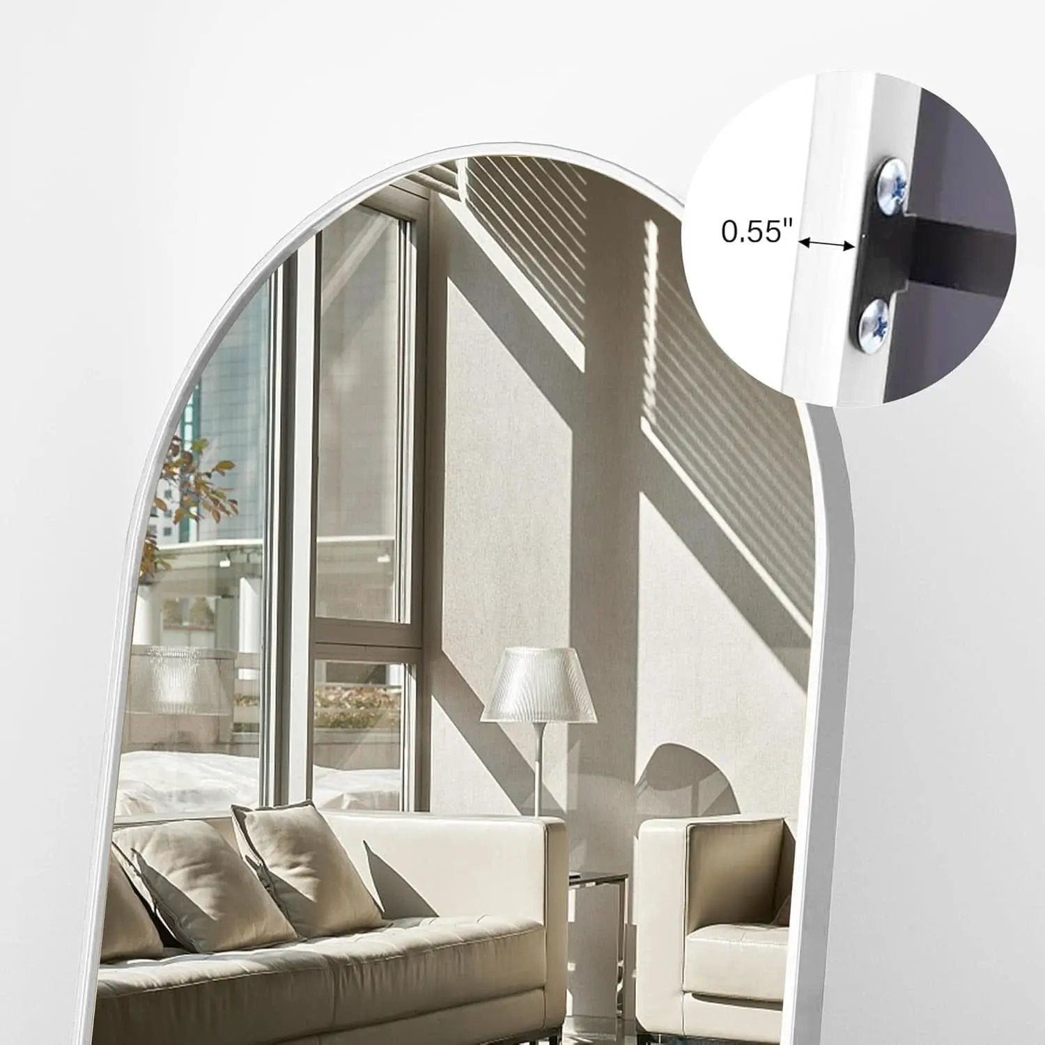 76x34 Arch Full Length Mirror Aluminum Frame For Bedroom from PriceLows™