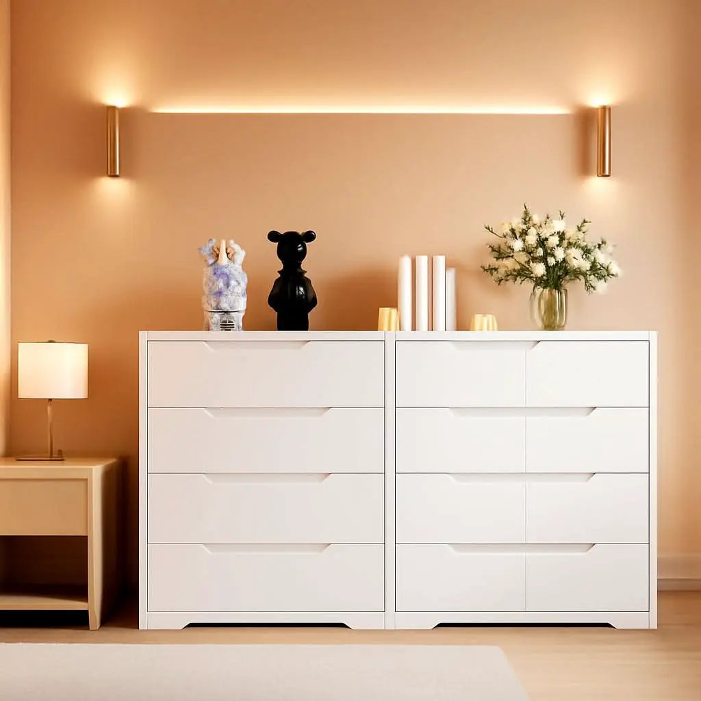 White 4 Drawer Dresser for Bedroom Storage and Clothing Organizer from PriceLows™