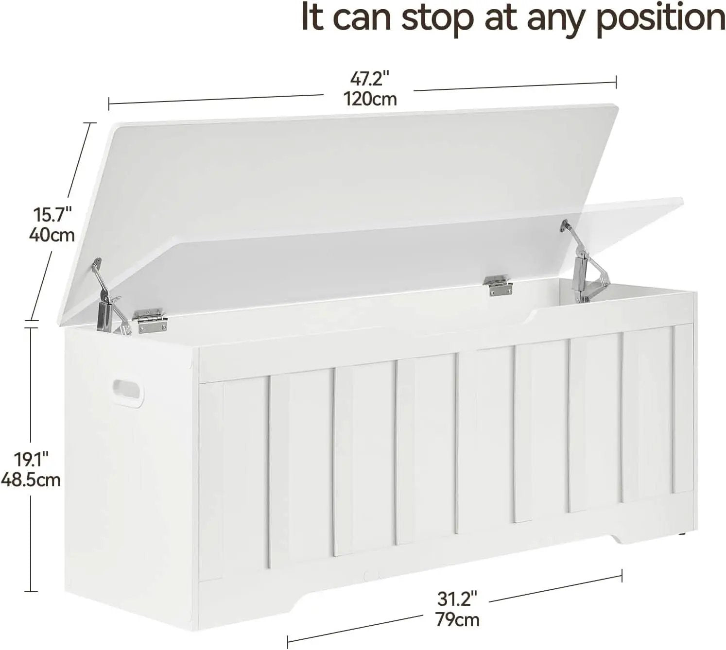 ExtraLarge Storage Chest White Wood Bench Hinges Durable from PriceLows™