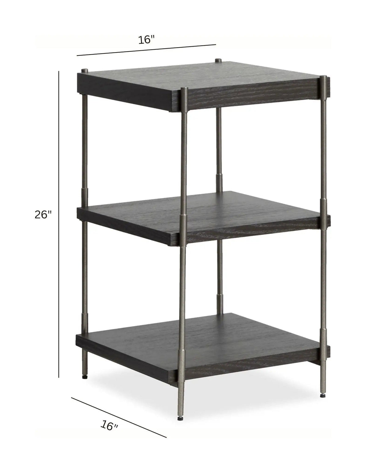 Spencer Rectangular Accent Table | 16 x 16 x 26 in | Oak Veneer & Metal | Dark Briarsmoke