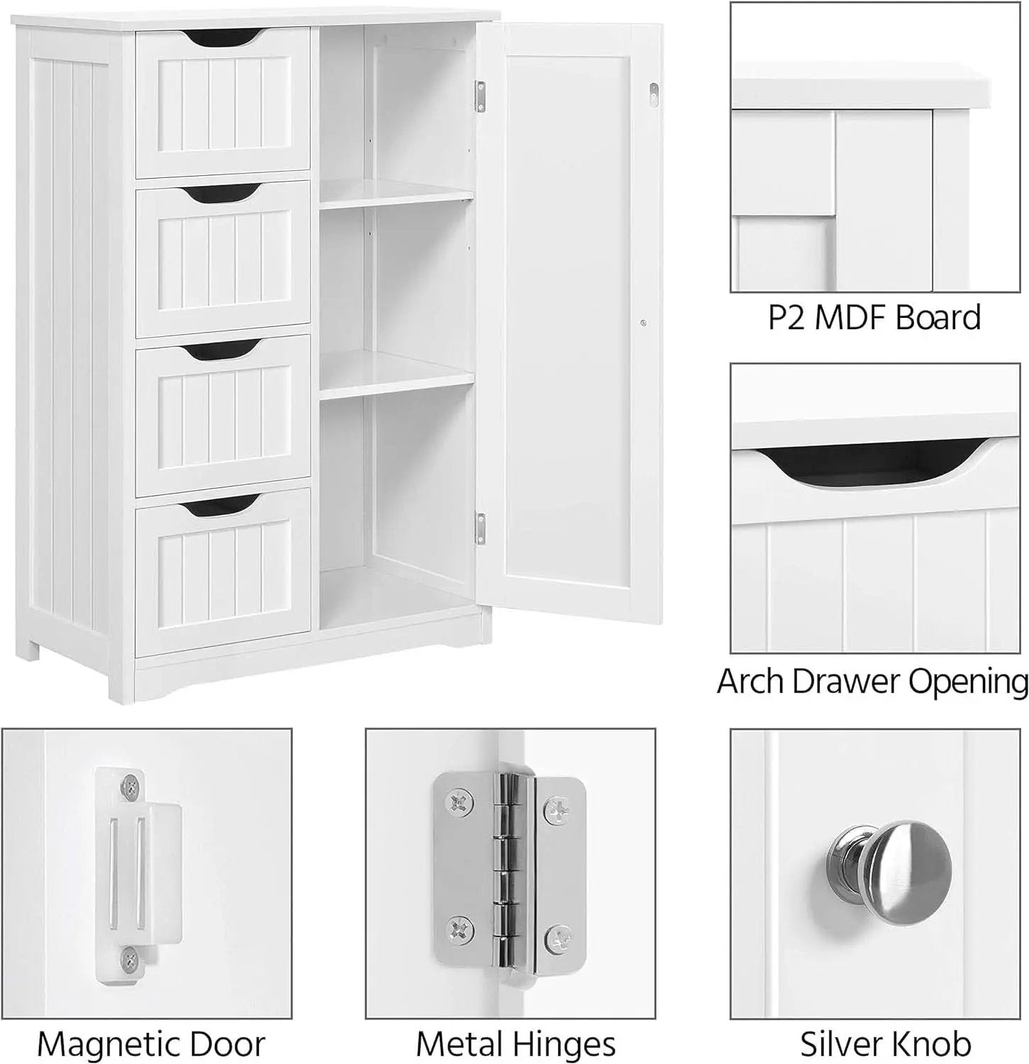 White Floor Cabinet With Four Drawers For Entryway Use from PriceLows™