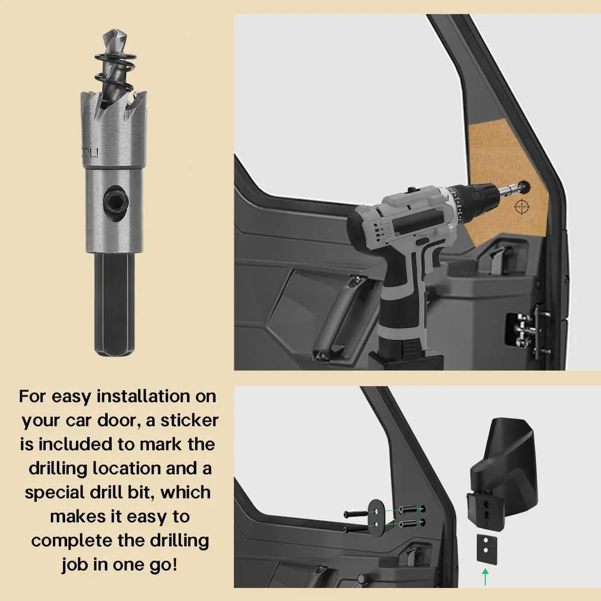 Ranger Door Mounted Side View Mirror With Spring Back from PriceLows™