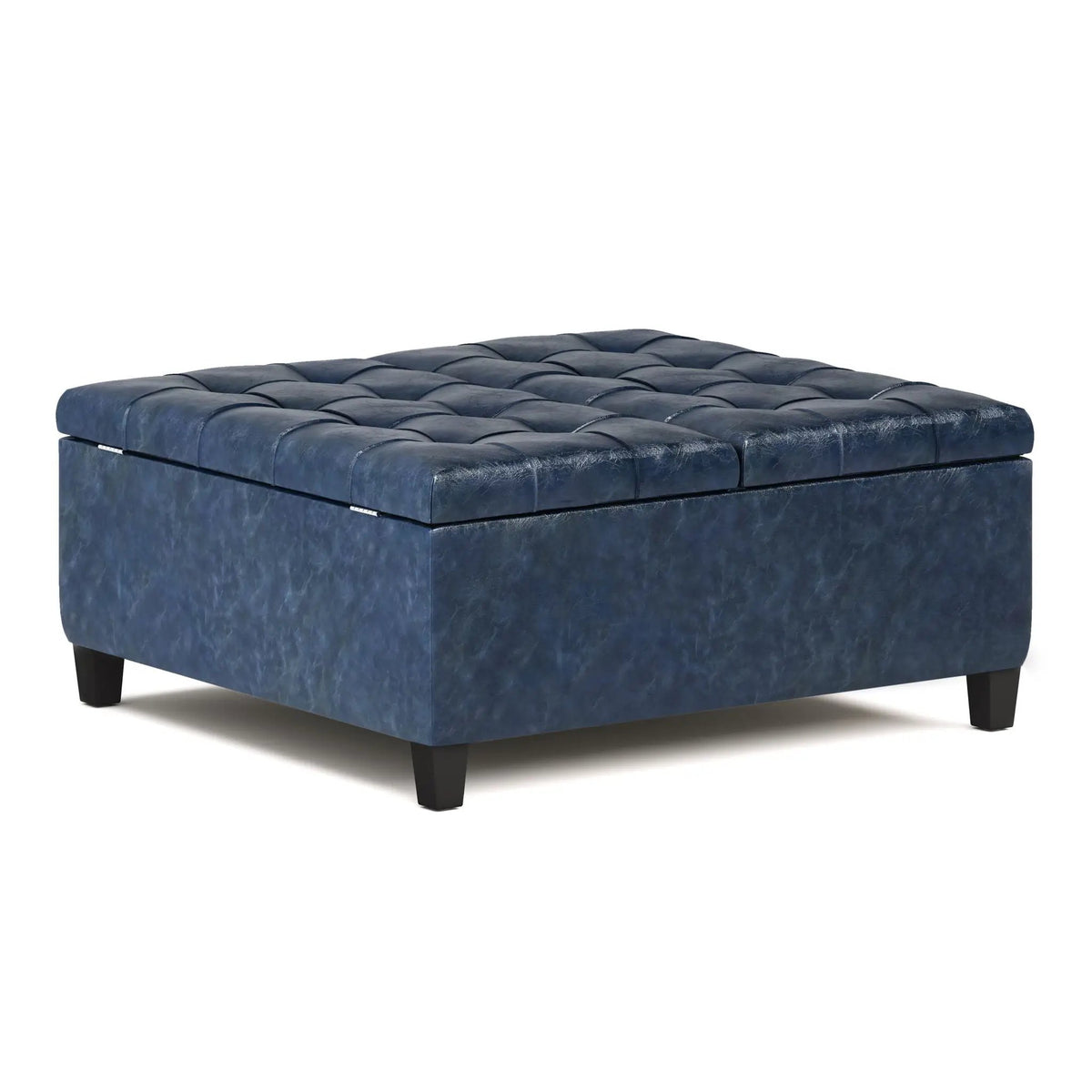 Coffee Table Storage Ottoman | Lift Top Hinge | Solid Wood Base | Large Square