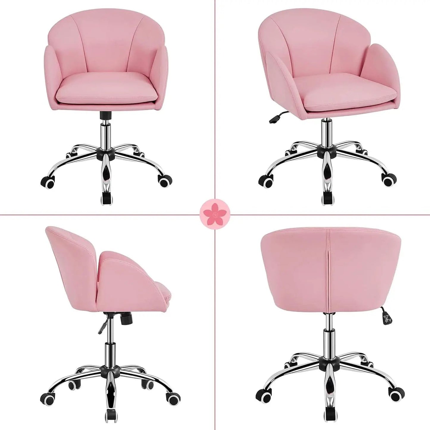 Pink Petal Desk Chair Swivel Upholstered Office Chair from PriceLows™
