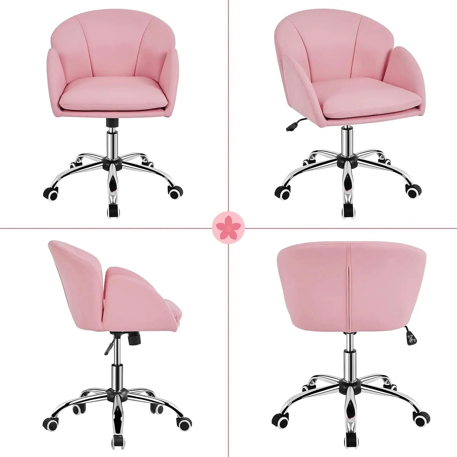 Pink Petal Desk Chair Swivel Upholstered Office Chair from PriceLows™