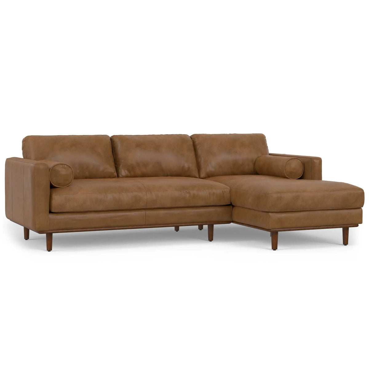 Morrison Upholstered Sectional Sofa | Genuine Aniline Leather | Chaise Cushions | 102.2 Inch Length