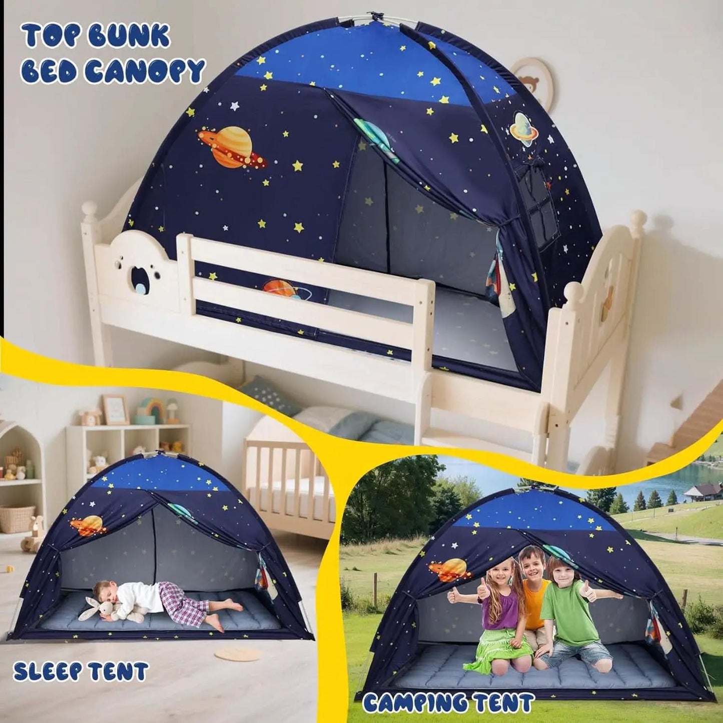 Twin Bed Tent Canopy Blue Black out Privacy Indoor Play house For Kids from PriceLows™