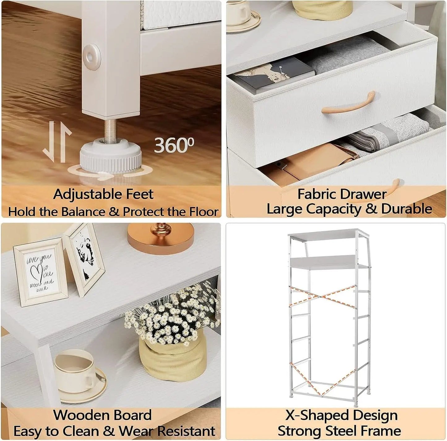 White Dresser With 5 Drawers And Wood Top Bedroom Storage from PriceLows™