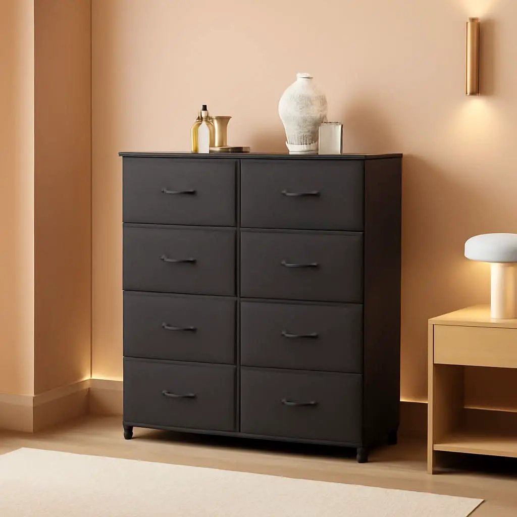 Fabric Storage Tower With 8 Drawers Charcoal Black from PriceLows™