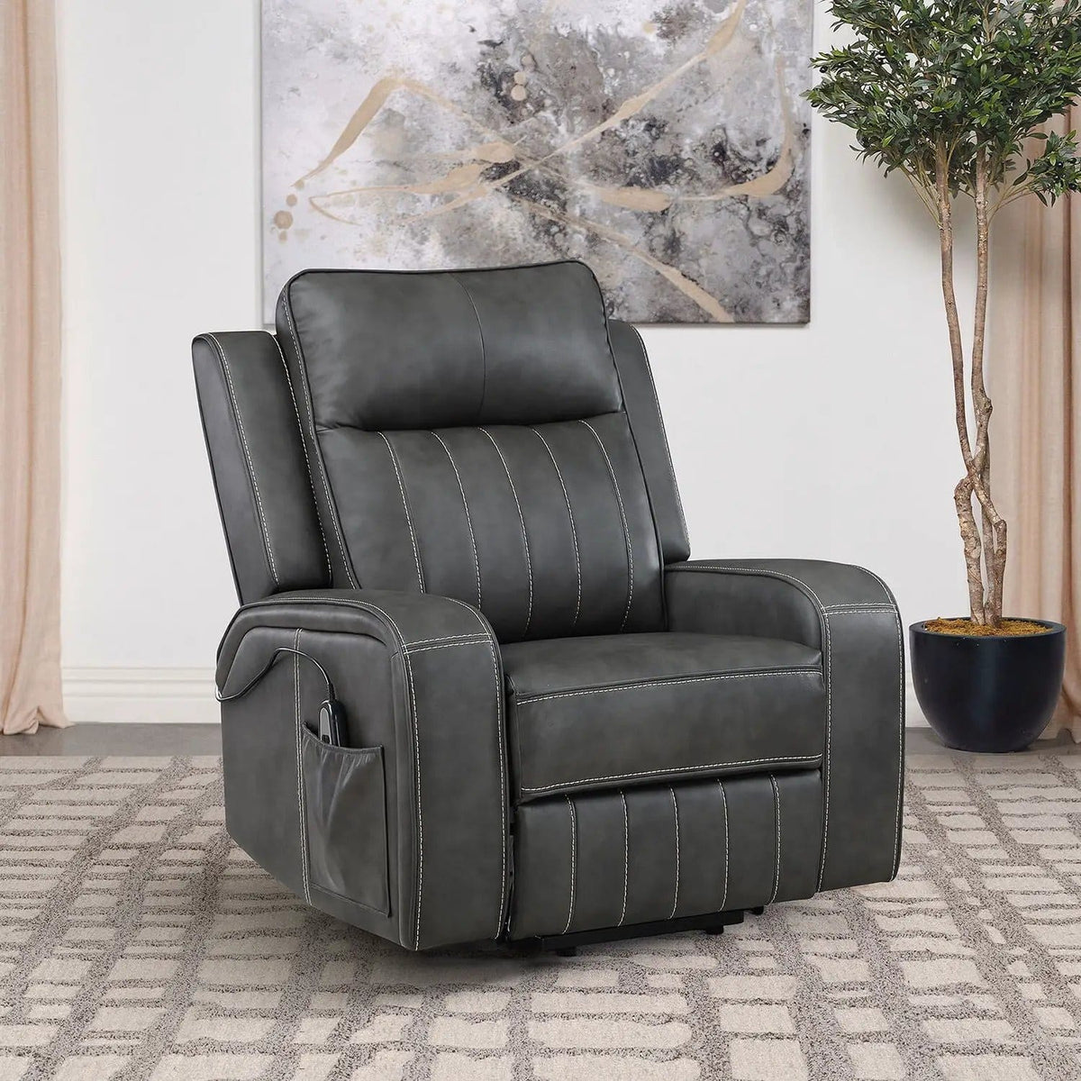 Mckinley Upholstered Power Lift Recliner Chair With Remote Control | 36.25 x 39 x 41.25 in | Metal & Plywood | Gray