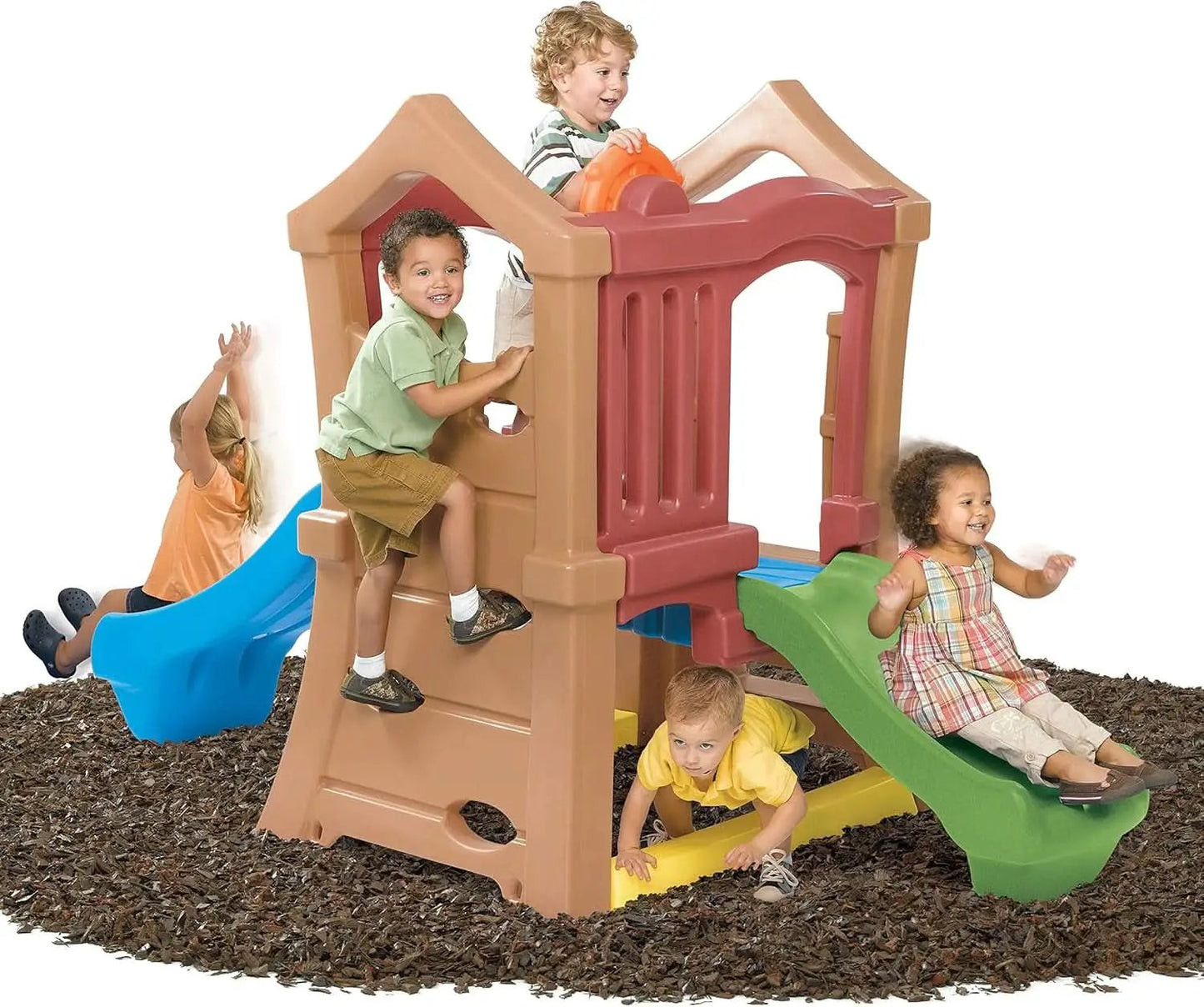 Play Up Double Slide Climber Outdoor Playset For Toddlers Ages 2 To 6 2 Slides from PriceLows™