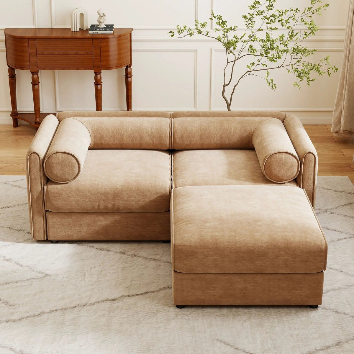 Contemporary Elegant Sofa With Storage And Ottoman 2 Piece Living Room Set | 2 Piece Living Room Set | Living Room Furniture | Living Room