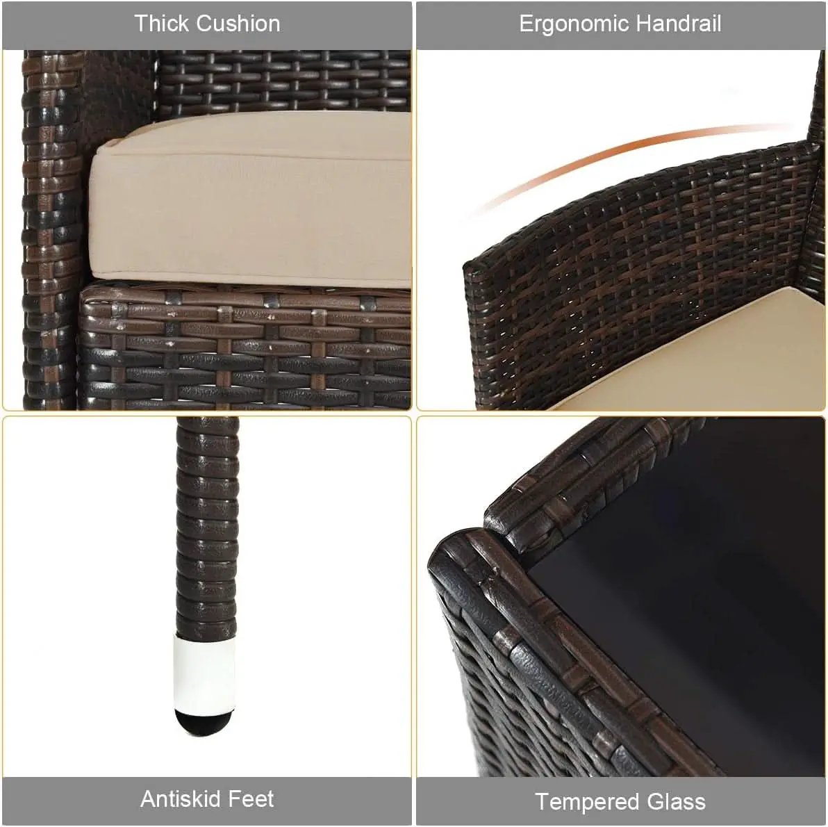 4-Piece Outdoor Rattan Conversation Set with Cushions from PriceLows™
