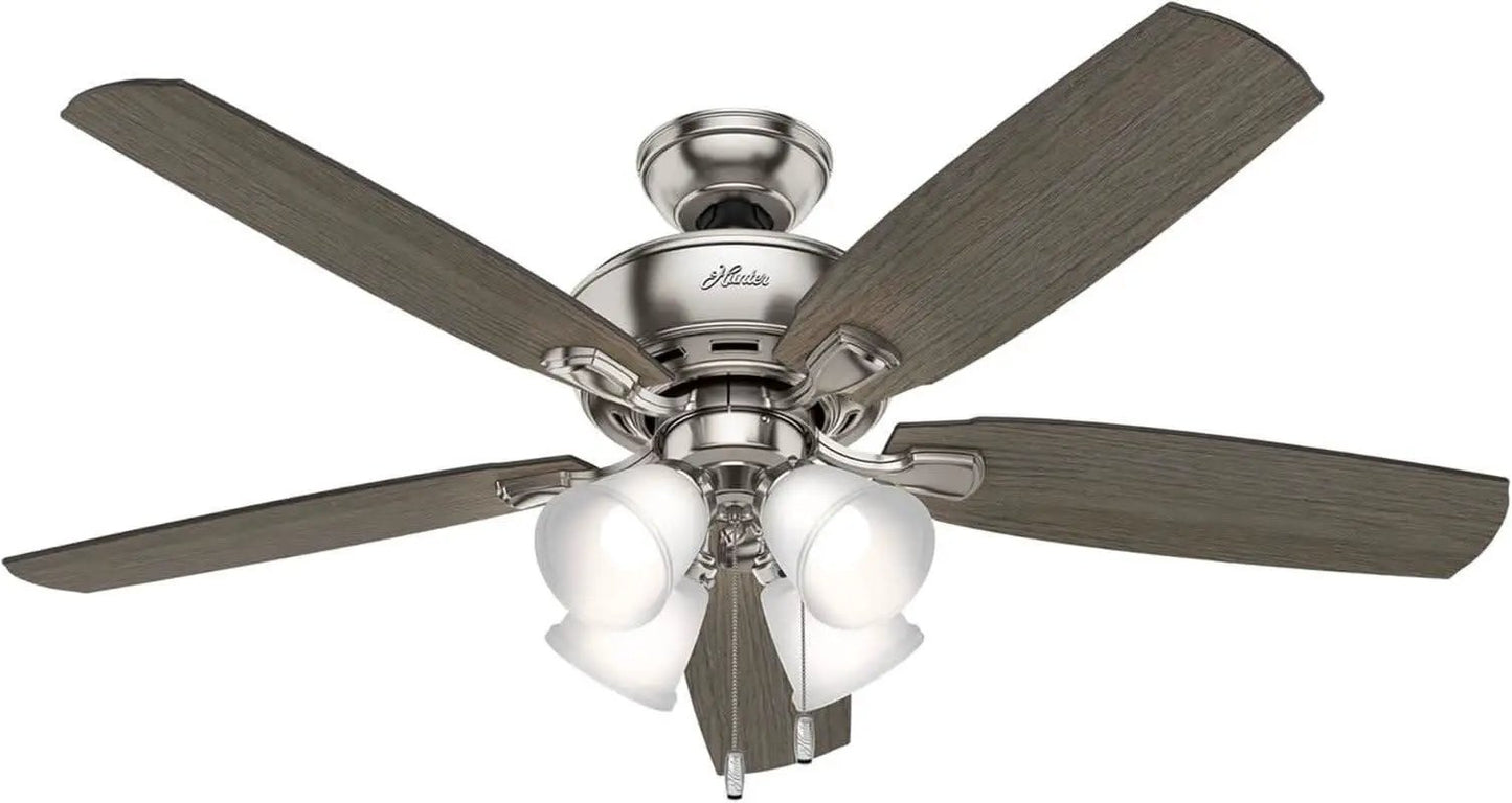 52 Inch Indoor Ceiling Fan With LED Lighting Brushed Nickel from PriceLows™