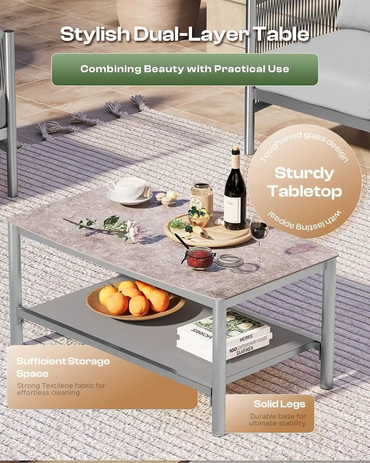 Modern Aluminum Outdoor Patio Furniture Set with Cushions from PriceLows™