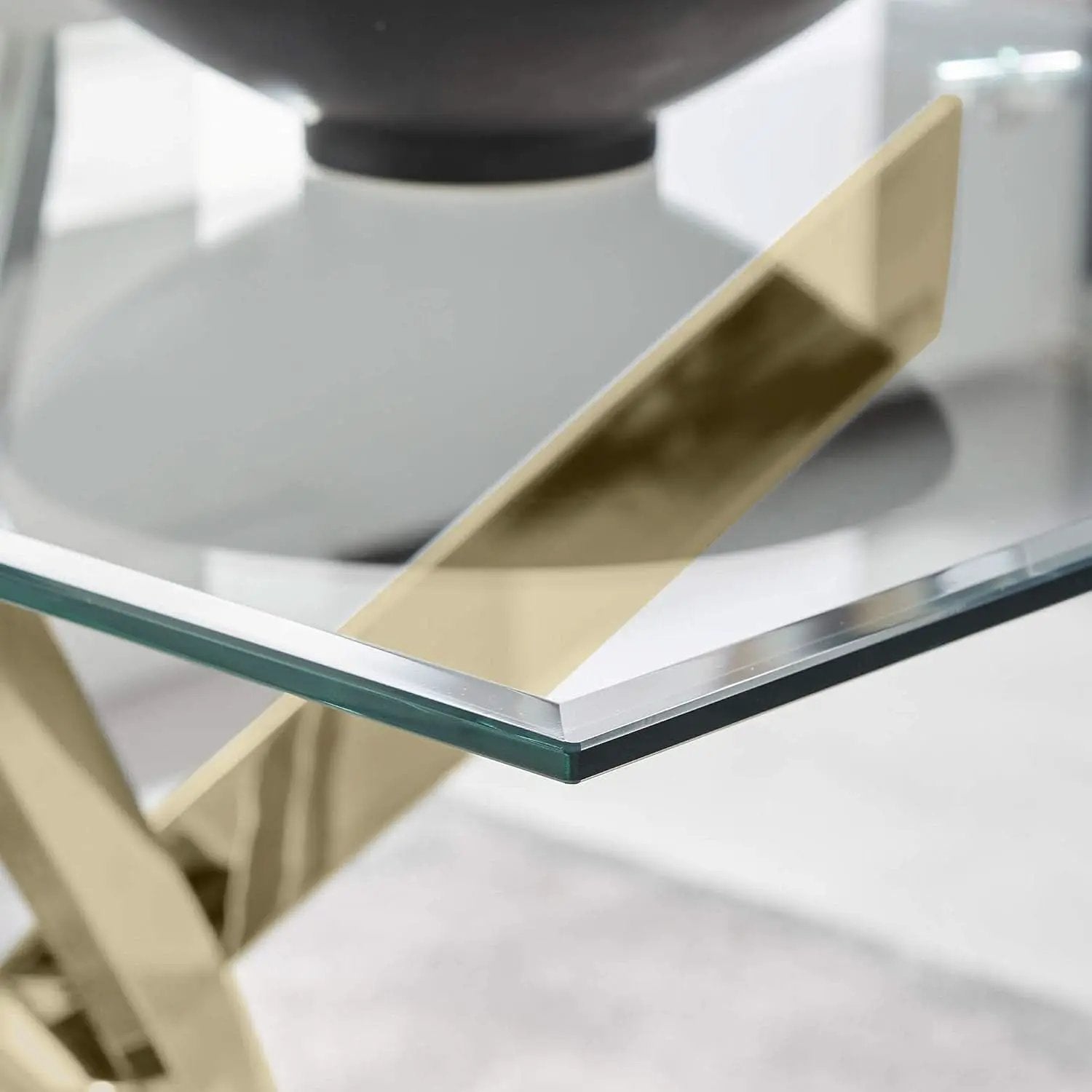 Leonardo Gold Glass Top Dining Table Modern Premium from PriceLows™