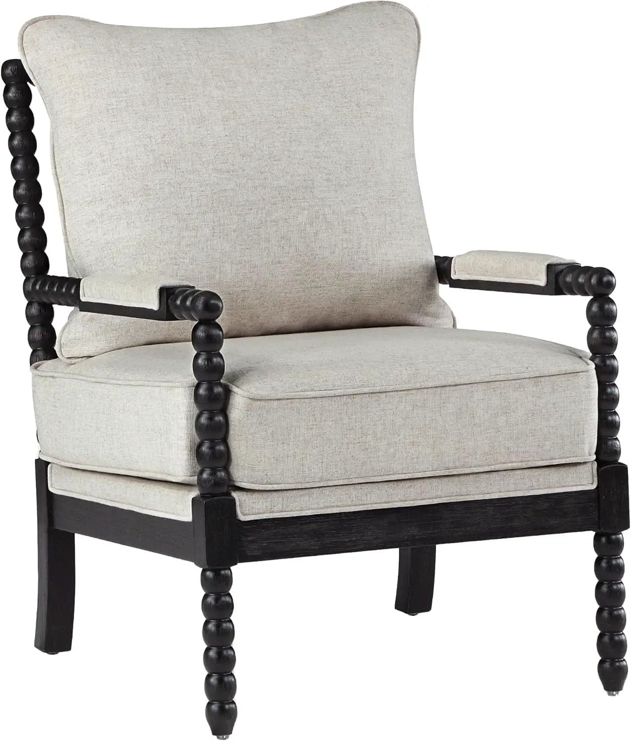 European Linen Spindle Armchairs Set Pair Cushions from PriceLows™