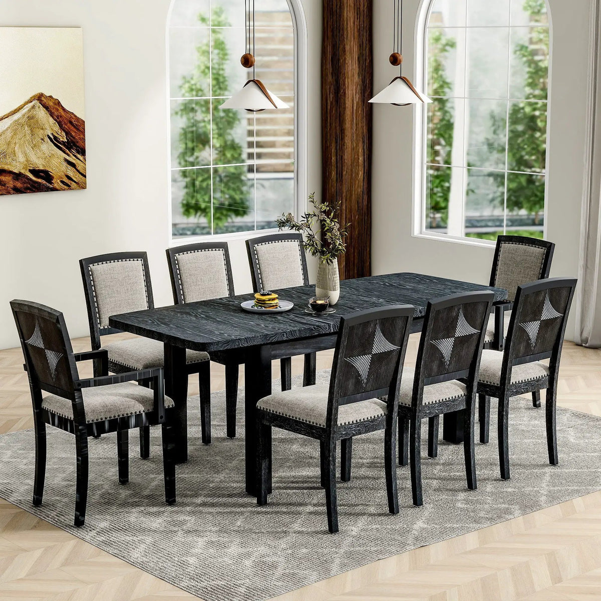 9 Piece Dining Set | Removable Leaf | Rubberwood | 24 Inch Extension