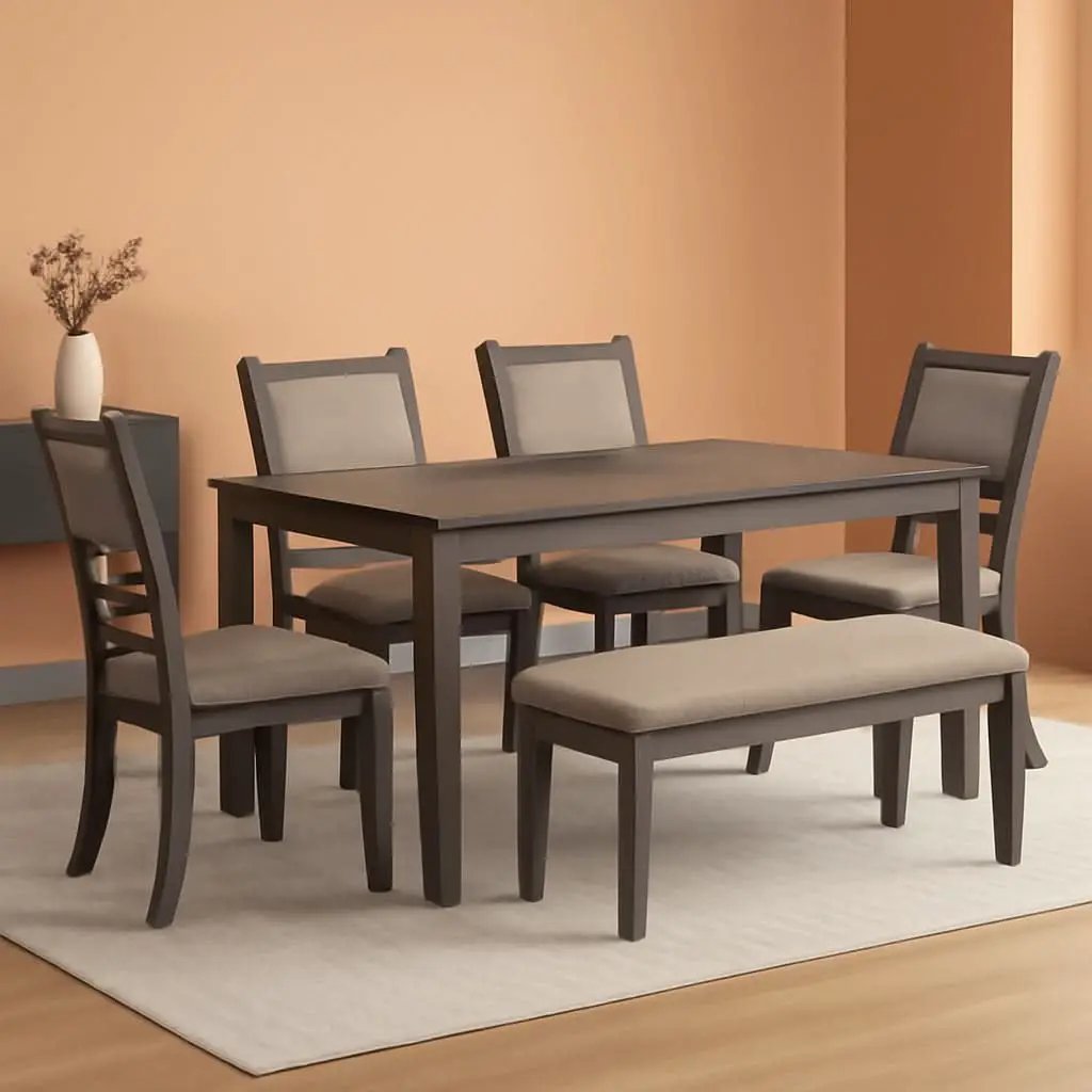 Diamond Patterned Dining Table Set Gray Walnut Stain from PriceLows™