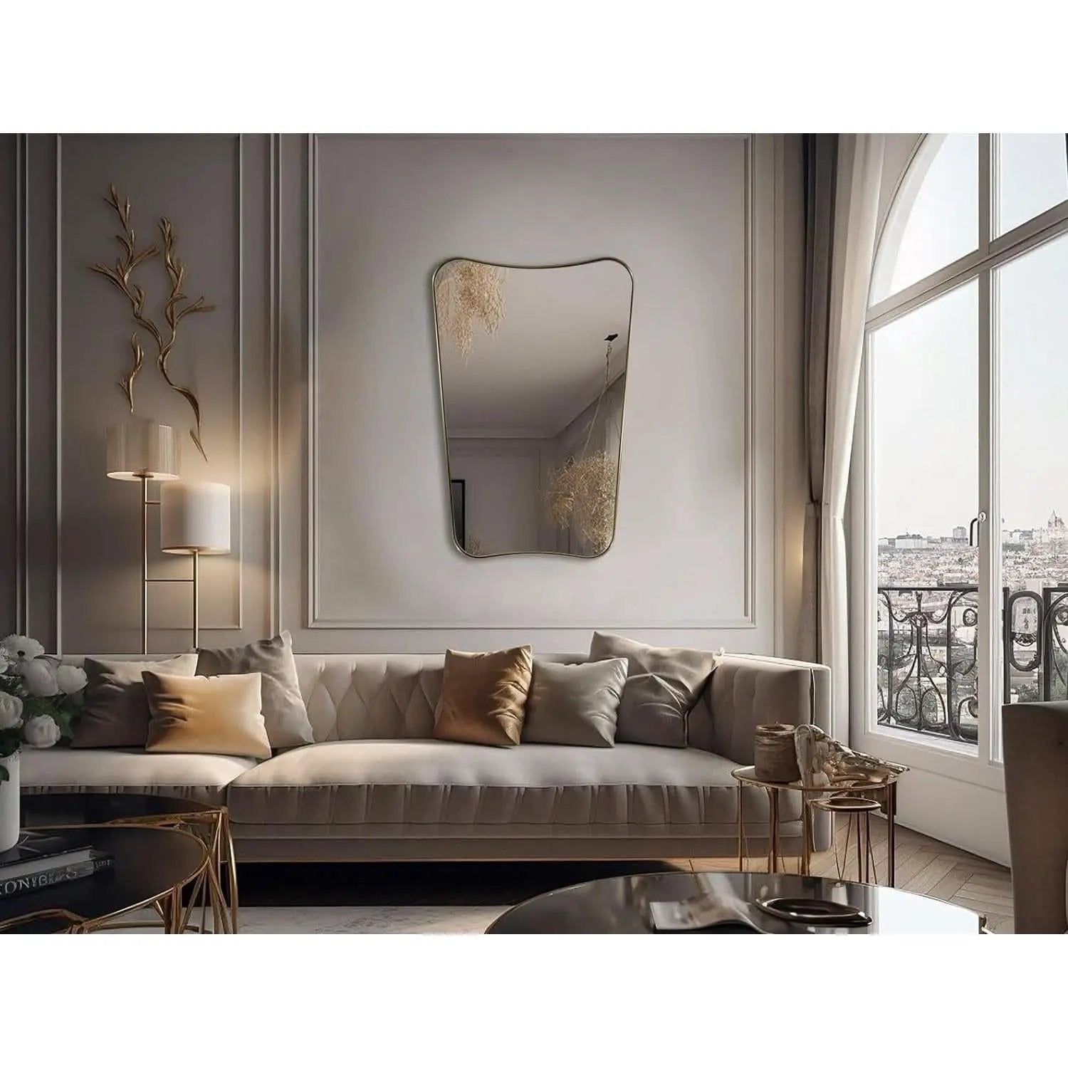 Gold 24x36 Irregular Wall Mirror With Scalloped Edges from PriceLows™