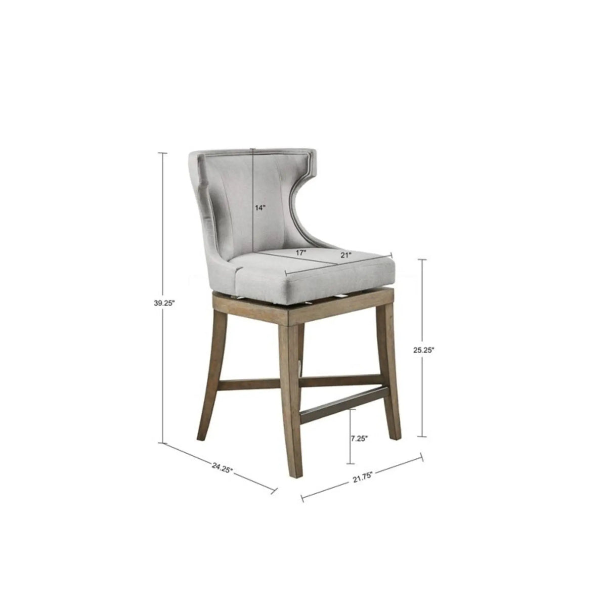Carson Swivel Counter Stool | Wingback Shape | Piping Details | Solid Wood Legs