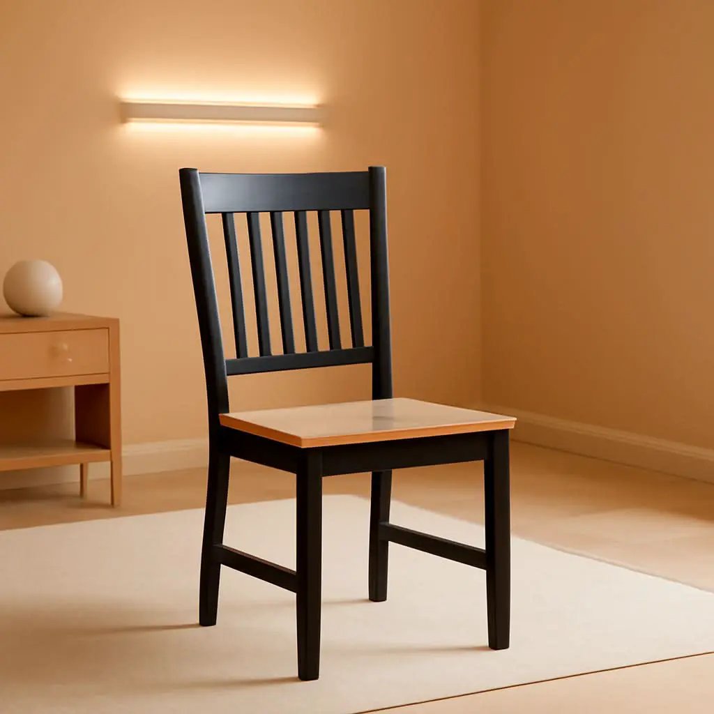 Wooden Dining Chairs Set of Four Black Farmhouse Armless from PriceLows™