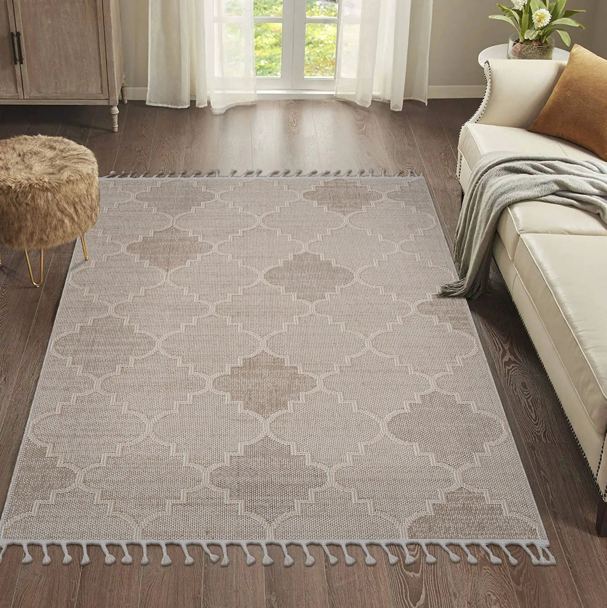 Guros Trellis Indoor Outdoor Rug | 74 x 48 Inch | Stain Resistant | Non-Shedding